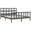 Cama Matrimonial | Cama Para Adultos | Estructura De Cama Matrimonio Con Cabecero Madera Maciza Gris Cfw668889