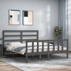 Cama Matrimonial | Cama Para Adultos | Estructura De Cama Matrimonio Con Cabecero Madera Maciza Gris Cfw162414