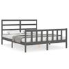 Cama Matrimonial | Cama Para Adultos | Estructura De Cama Matrimonio Con Cabecero Madera Maciza Gris Cfw162414