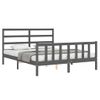 Cama Matrimonial | Cama Para Adultos | Estructura De Cama Matrimonio Con Cabecero Madera Maciza Gris Cfw162414