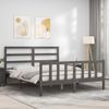 Cama Matrimonial | Cama Para Adultos | Estructura De Cama Matrimonio Con Cabecero Madera Maciza Gris Cfw162414