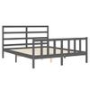 Cama Matrimonial | Cama Para Adultos | Estructura De Cama Matrimonio Con Cabecero Madera Maciza Gris Cfw162414