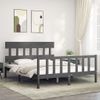 Cama Matrimonial | Cama Para Adultos | Estructura De Cama Matrimonio Con Cabecero Madera Maciza Gris Cfw781640