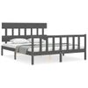 Cama Matrimonial | Cama Para Adultos | Estructura De Cama Matrimonio Con Cabecero Madera Maciza Gris Cfw781640