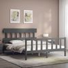 Cama Matrimonial | Cama Para Adultos | Estructura De Cama Matrimonio Con Cabecero Madera Maciza Gris Cfw781640