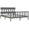 Cama Matrimonial | Cama Para Adultos | Estructura De Cama Matrimonio Con Cabecero Madera Maciza Gris Cfw781640