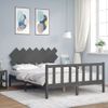 Cama Matrimonial | Cama Para Adultos | Estructura De Cama Matrimonio Con Cabecero Madera Maciza Gris Cfw799023