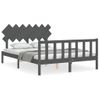 Cama Matrimonial | Cama Para Adultos | Estructura De Cama Matrimonio Con Cabecero Madera Maciza Gris Cfw799023