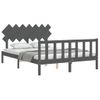 Cama Matrimonial | Cama Para Adultos | Estructura De Cama Matrimonio Con Cabecero Madera Maciza Gris Cfw799023