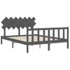 Cama Matrimonial | Cama Para Adultos | Estructura De Cama Matrimonio Con Cabecero Madera Maciza Gris Cfw799023