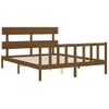 Cama Matrimonial | Cama Para Adultos | Estructura De Cama Matrimonio Con Cabecero Madera Marrón Miel Cfw228660