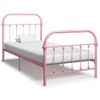 Cama Individual | Cama Para Adultos | Estructura De Cama Metal Rosa 100x200 Cm Cfw244303