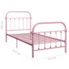 Cama Individual | Cama Para Adultos | Estructura De Cama Metal Rosa 100x200 Cm Cfw244303