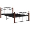 Cama Matrimonial | Cama Para Adultos | Estructura De Cama Metal Y Madera Maciza De Roble 120x200 Cm Cfw603038