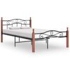 Cama Matrimonial | Cama Para Adultos | Estructura De Cama Metal Y Madera Maciza De Roble 120x200 Cm Cfw687208