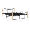 Cama Matrimonial | Cama Para Adultos | Estructura De Cama Metal Y Madera Maciza De Roble 140x200 Cm Cfw812699