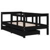 Cama Individual | Cama Infantil | Estructura De Cama Niños Con Cajones Madera Pino Negro 70x140cm Cfw877874