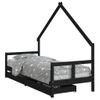 Cama Individual | Cama Infantil | Estructura De Cama Niños Con Cajones Madera Pino Negro 80x200cm Cfw640890