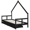 Cama Individual | Cama Infantil | Estructura De Cama Niños Con Cajones Madera Pino Negro 80x200cm Cfw640890