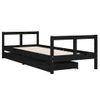 Cama Individual | Cama Infantil | Estructura De Cama Niños Con Cajones Madera Pino Negro 80x200cm Cfw317878