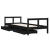 Cama Individual | Cama Infantil | Estructura De Cama Niños Con Cajones Madera Pino Negro 80x200cm Cfw317878