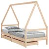 Cama Individual | Cama Infantil | Estructura De Cama Para Niños Con Cajones Madera Pino 80x200 Cm Cfw510535