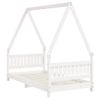 Cama Individual | Cama Infantil | Estructura De Cama Para Niños Madera De Pino Blanco 80x160 Cm Cfw276334