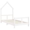 Cama Individual | Cama Infantil | Estructura De Cama Para Niños Madera De Pino Blanco 80x160 Cm Cfw500075