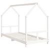 Cama Individual | Cama Infantil | Estructura De Cama Para Niños Madera De Pino Blanco 80x200 Cm Cfw749852