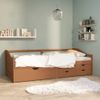 Sofá Cama | Cama Para Adultos 3 Plazas Cajones Pino Macizo Marrón Miel 90x200 Cm Cfw94629