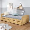 Sofá Cama | Cama Para Adultos Con 2 Cajones Madera Maciza Pino Irun 90x200cm Cfw142276