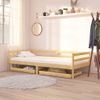 Sofá Cama | Cama Para Adultos Con Cajones Madera De Pino Maciza 90x200 Cm Cfw95025