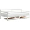 Sofá Cama | Cama Para Adultos Con Cajones Madera De Pino Maciza Blanco 90x200 Cm Cfw95380