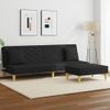 Sofá Cama De 2 Plazas Moderno | Cama Para Adulto Con Almohadas Y Taburete Tela Negro Cfw28671