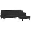 Sofá Cama De 2 Plazas Moderno | Cama Para Adulto Con Almohadas Y Taburete Terciopelo Negro Cfw23729