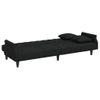 Sofá Cama De 2 Plazas Moderno | Cama Para Adulto Con Almohadas Y Taburete Terciopelo Negro Cfw23729