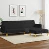 Sofá Cama De 2 Plazas Moderno | Cama Para Adulto Con Taburete Tela Negro Cfw38555