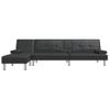 Sofá Cama | Cama Para Adultos En Forma De L Cuero Sintético Negro 255x140x70 Cm Cfw84956