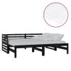 Sofá Cama | Cama Para Adultos Extraíble Madera Maciza De Pino Negro 2x(90x200) Cm Cfw873946