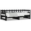 Sofá Cama | Cama Para Adultos Extraíble Madera Maciza De Pino Negro 2x(90x200) Cm Cfw943809