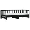 Sofá Cama | Cama Para Adultos Nido Madera Maciza De Pino Negro 90x200 Cm Cfw449799