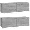 2 Uds Muebles Tv De Pared | Mueble De Salón | Armario Tv Madera Gris Sonoma 100x30x30 Cm Cfw780165