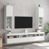 2 Uds Muebles Tv | Mueble De Salón | Armario Tv Con Luces Led Blanco 30,5x30x102 Cm Cfw780358