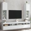 2 Uds Muebles Tv | Mueble De Salón | Armario Tv Con Luces Led Blanco 30,5x30x102 Cm Cfw780358