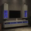 2 Uds Muebles Tv | Mueble De Salón | Armario Tv Con Luces Led Blanco 30,5x30x102 Cm Cfw780358