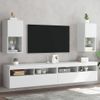 2 Uds Muebles Tv | Mueble De Salón | Armario Tv Con Luces Led Blanco 30,5x30x60 Cm Cfw780828