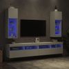 2 Uds Muebles Tv | Mueble De Salón | Armario Tv Con Luces Led Blanco 30,5x30x90 Cm Cfw780359