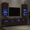 2 Uds Muebles Tv | Mueble De Salón | Armario Tv Con Luces Led Marrón Roble 40,5x30x90 Cm Cfw780381