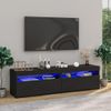 2 Uds Muebles Tv | Mueble De Salón | Armario Tv Con Luces Led Negro 75x35x40 Cm Cfw780392