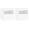 2 Uds Muebles Tv De Pared | Mueble De Salón | Armario Tv Con Luces Led Blanco 40x30x40 Cm Cfw780565